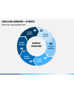 Circular Arrows – 6 Parts PPT Slide 1