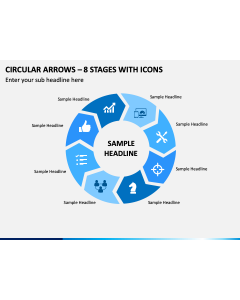 Circular Arrows – 8 Stages With Icons PPT Slide 1