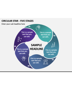Circular Star - Five Stages PPT Slide 1