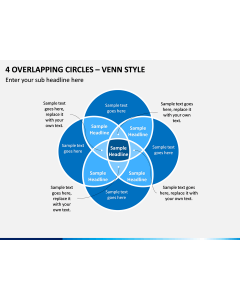 4 Overlapping Circles - Venn Style PPT slide 1
