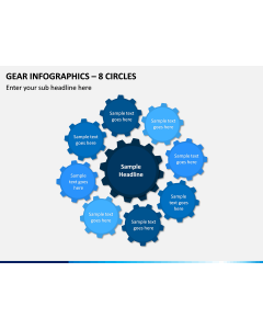 Gear Infographics – 8 Circles PPT slide 1