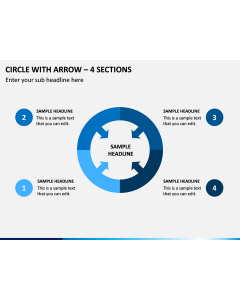 Circle with Arrow – 4 Sections PPT Slide 1