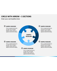 Circle with Arrow – 5 Sections PPT Slide 1