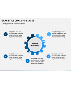 Gear Style Circle – 5 Stages PPT Slide 1
