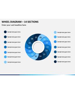 Wheel Diagram – 14 Sections PPT Slide 1