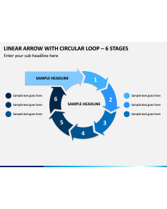Linear Arrow With Circular Loop - 6 Stages PPT Slide 1