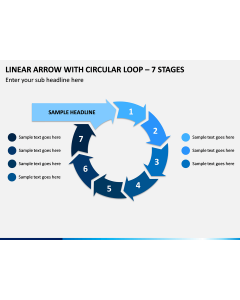 Linear Arrow With Circular Loop - 7 Stages PPT Slide 1