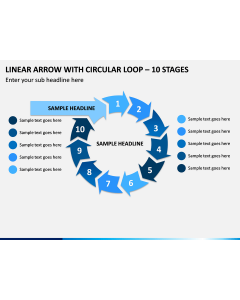 Linear Arrow With Circular Loop - 10 Stages PPT Slide 1