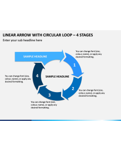 Linear Arrow With Circular Loop - 4 Stages PPT Slide 1