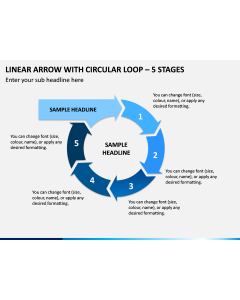 Linear Arrow With Circular Loop - 5 Stages PPT Slide 1
