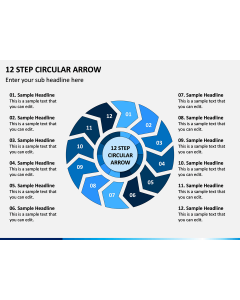 12 Step Circular Arrow PPT Slide 1