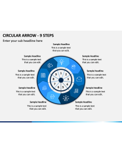 Circular Arrow - 9 Steps PPT Slide 1