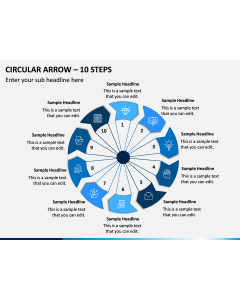 Circular Arrow - 10 Steps PPT Slide 1