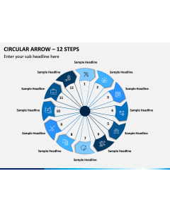 Circular Arrow - 12 Steps PPT Slide 1