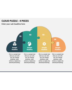 Cloud Puzzle - 4 Pieces PPT Slide 1