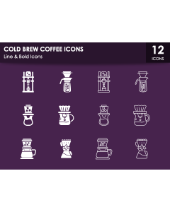 Cold Brew Coffee Icons PPT Slide 1