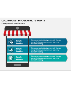 Colorful List Infographic - 3 Points PPT Slide 1
