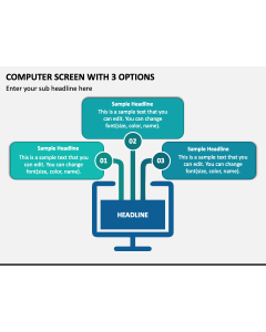 Computer Screen with 3 Options PPT Slide 1