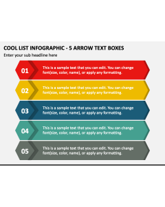 Cool List Infographic - 5 Arrow Text Boxes PPT Slide 1
