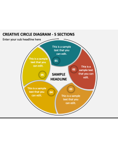 Creative Circle Diagram - 5 Sections PPT Slide 1