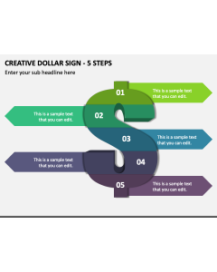 Creative Dollar Sign - 5 Steps PPT Slide 1