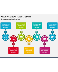 Creative Linear Flow - 7 Stages PPT Slide 1