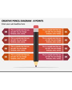 Creative Pencil Diagram - 8 Points PPT Slide 1