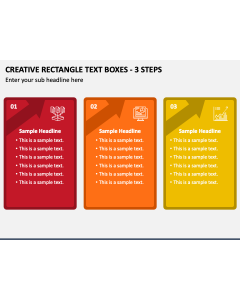 Creative Rectangle Text Boxes - 3 Steps PPT Slide 1