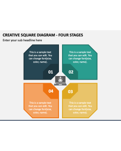 Creative Square Diagram - Four Stages PPT Slide 1