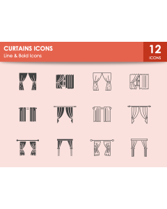 Curtains Icons PPT Slide 1
