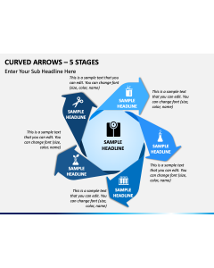 Curved Arrows - 5 Stages PPT Slide 1