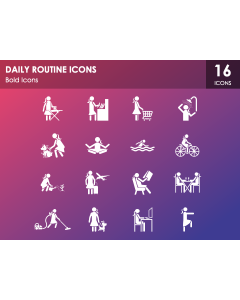 Daily Routine Icons PPT Slide 1