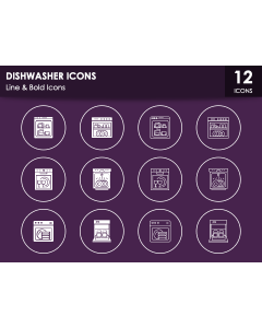 Dishwasher Icons PPT Slide 1