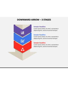 Downward Arrow - 3 Stages PPT Slide 1