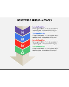 Downward Arrow - 4 Stages PPT Slide 1