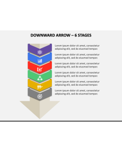 Downward Arrow - 6 Stages PPT Slide 1