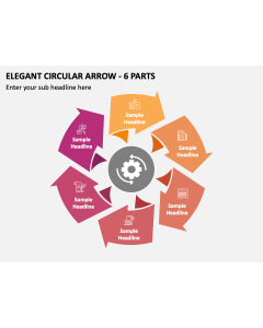Elegant Circular Arrow - 6 Parts PPT Slide 2