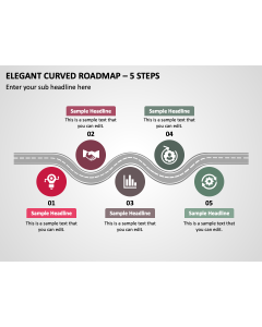 Elegant Curved Roadmap - 5 Steps PPT Thumbnail