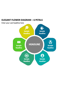 Elegant Flower Diagram - 6 Petals PPT Slide 2