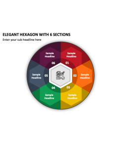 Elegant Hexagon with 6 Sections PPT Thumbnail