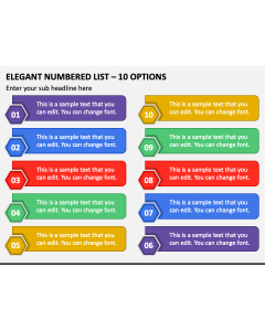 Elegant Numbered List - 10 Options PPT Slide 1