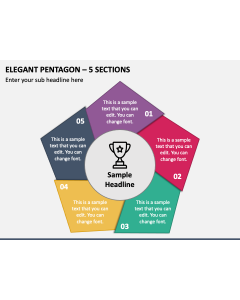 Elegant Pentagon - 5 Sections PPT Slide 1