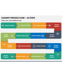 Elegant Process Flow - 16 Steps PPT Slide 1