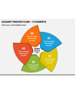 Elegant Process Flow - 5 Elements PPT Slide 1