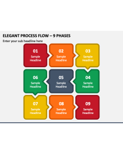 Elegant Process Flow - 9 Phases PPT Slide 1