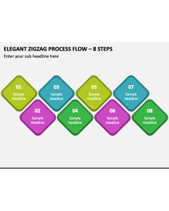 Elegant Zigzag Process Flow - 8 Steps PPT Slide 1