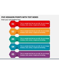 Five Hexagon Points with Text Boxes PPT Slide 1