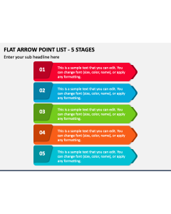 Flat Arrow Point List - 5 Stages PPT Slide 1