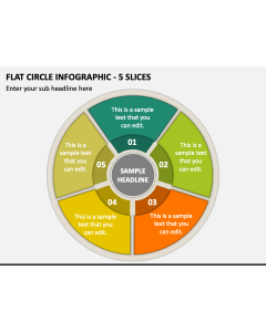 Flat Circle Infographic - 5 Slices PPT Slide 1