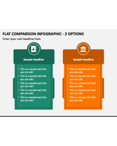 Flat Comparison Infographic - 2 Options PPT Slide 1